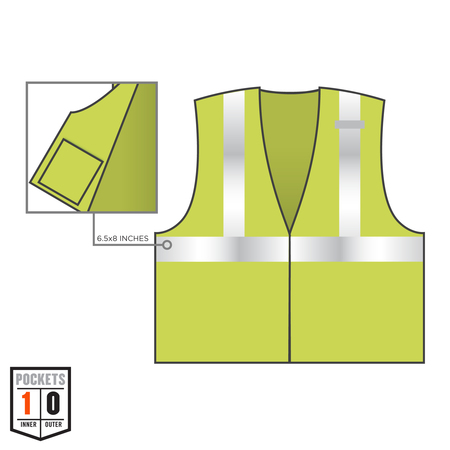 Glowear By Ergodyne 5XL Lime Economy Breakaway Mesh Vest Class 2 - Single Vest 8215BA-S